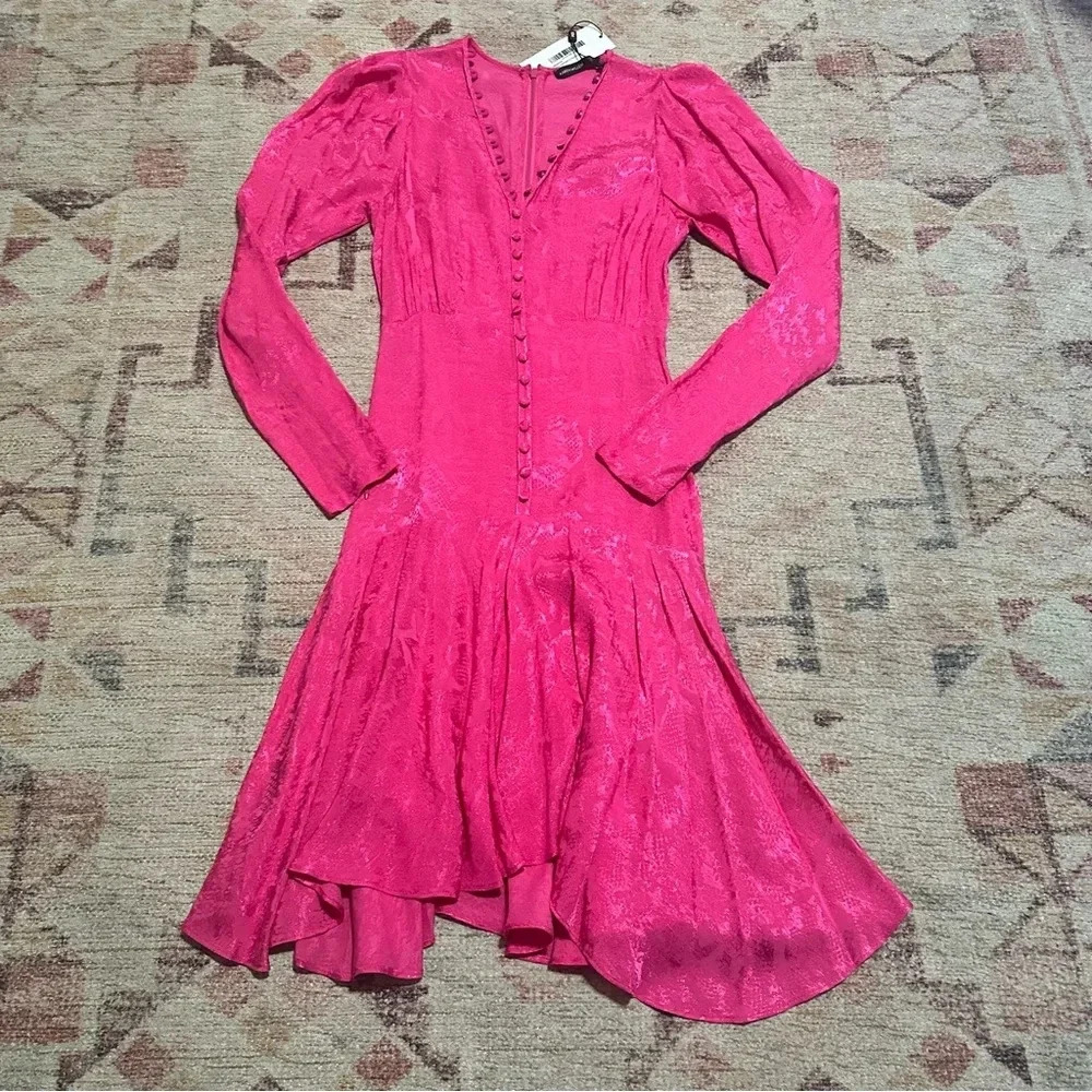 NWT Karen Millen Animal jacquard button up floppy dress in pink size 4 - Picture 10 of 16